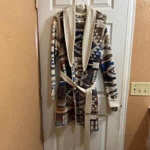 Idyllwind Women Southwestern Cardigan - Beige and Blue